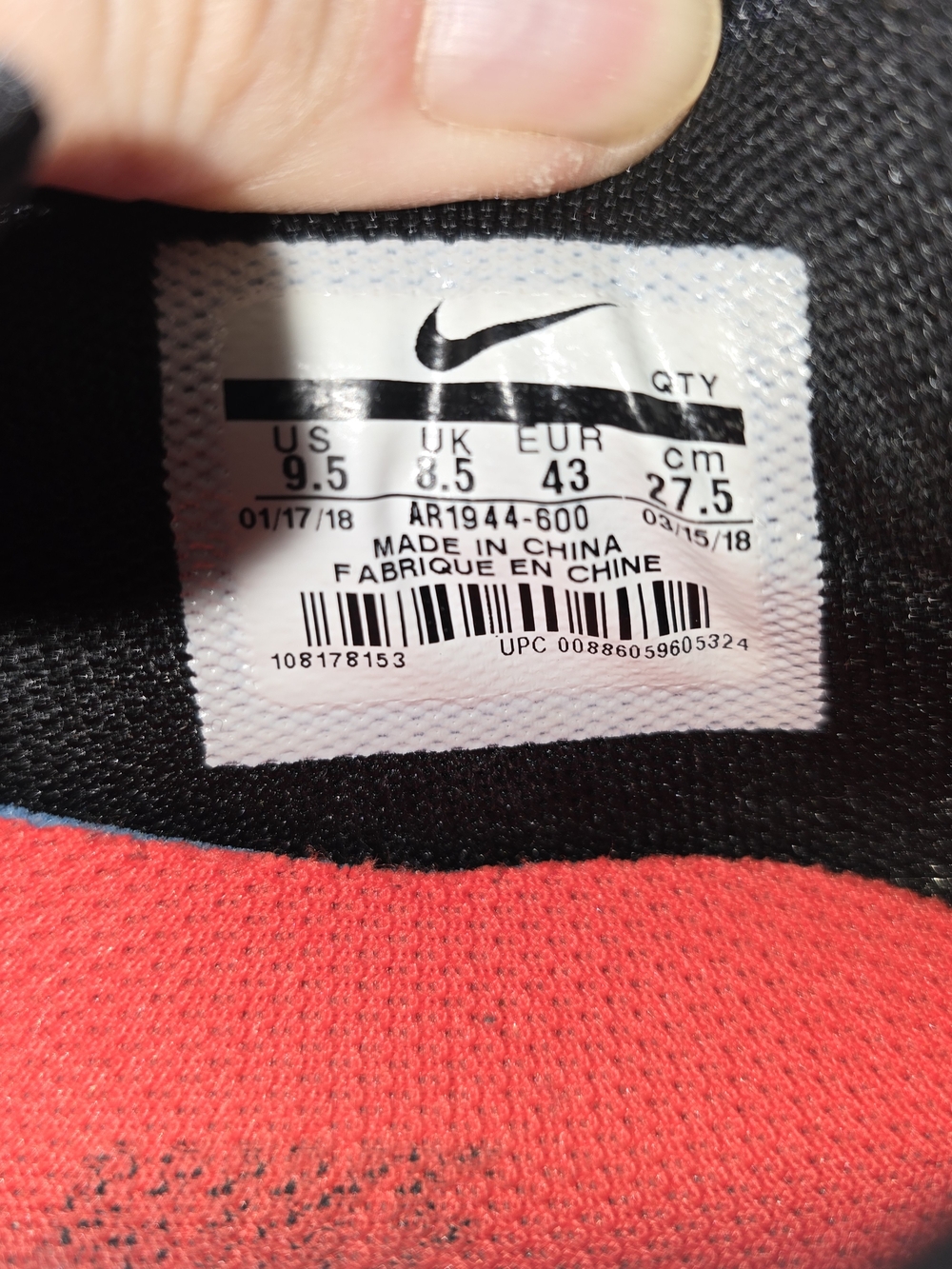 Nike Air Max More Habanero Red Men's 9.5 Running Shoes Black White AR1944-600 - Picture 6 of 8